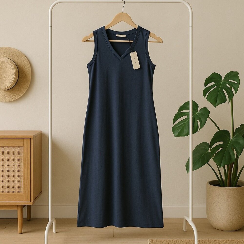 Nine Britton Navy Reilly V Neck Shift Dress 1X NWT